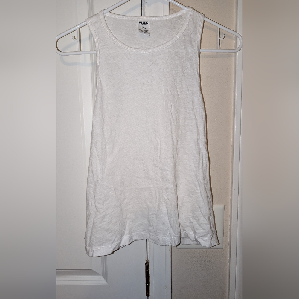 Victoria's Secret Pink Large White Tank Top